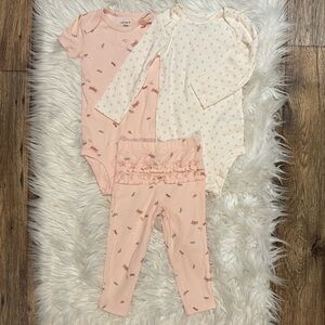 NWT Carter’s Toddler Girl 18M 3pc Outfit Bodysuits & Ruffle Leggings‎ Pink